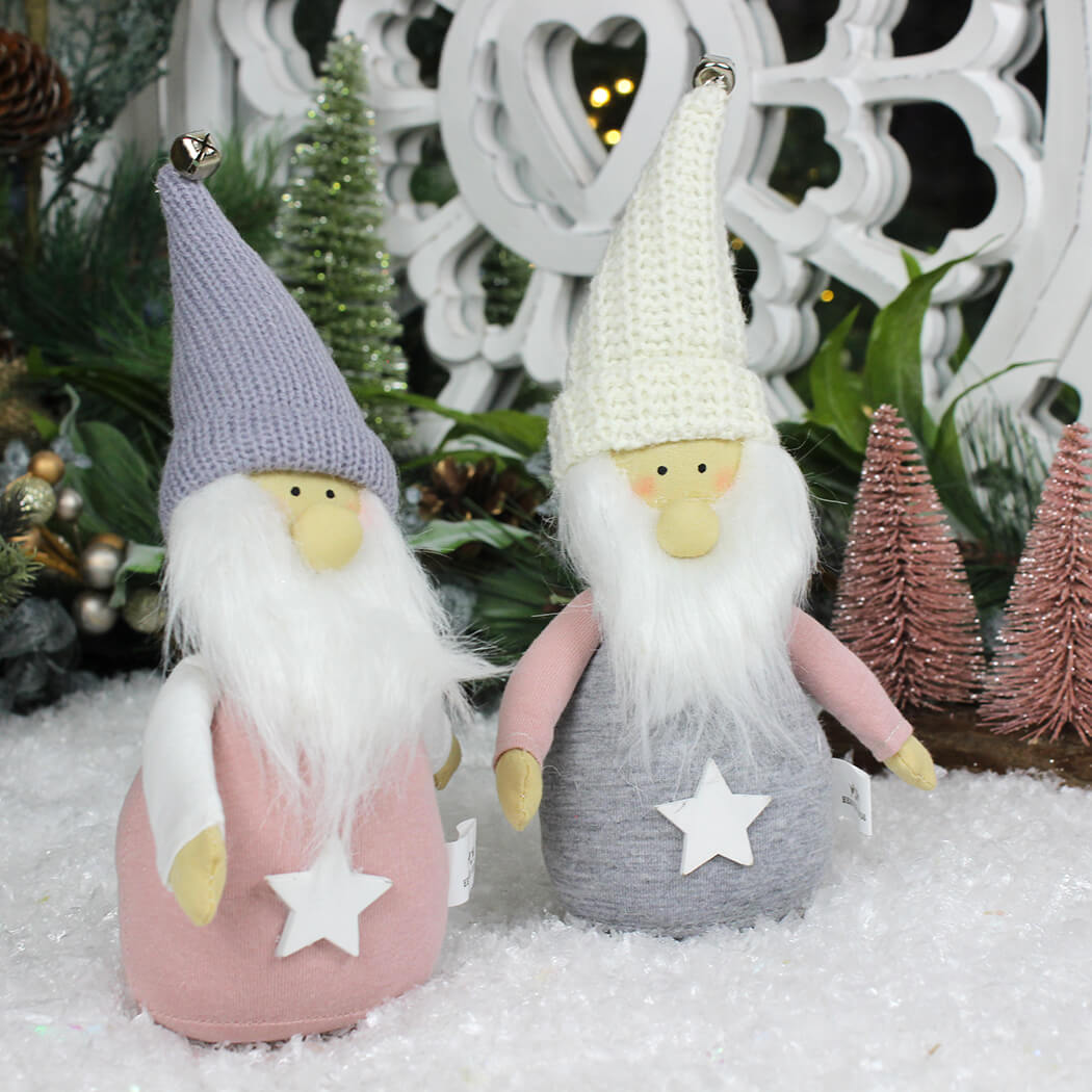Standing Pink/Grey Santa Ornament