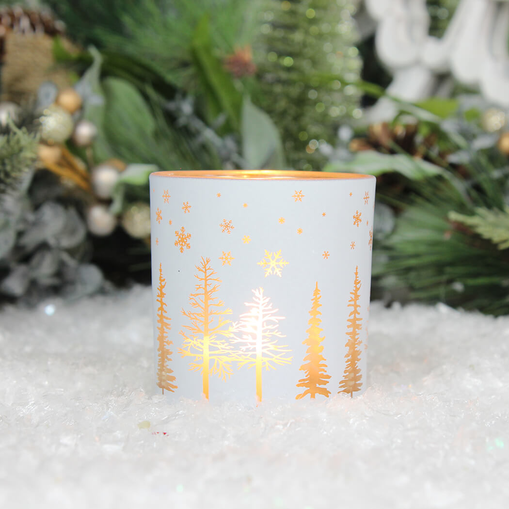 White And Gold Tree T-Light Candle Holder