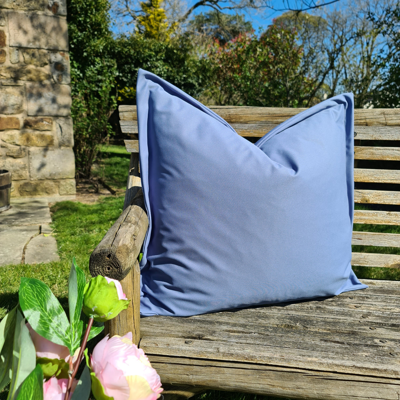 Blue Oxford Square Water Resistant Cushion