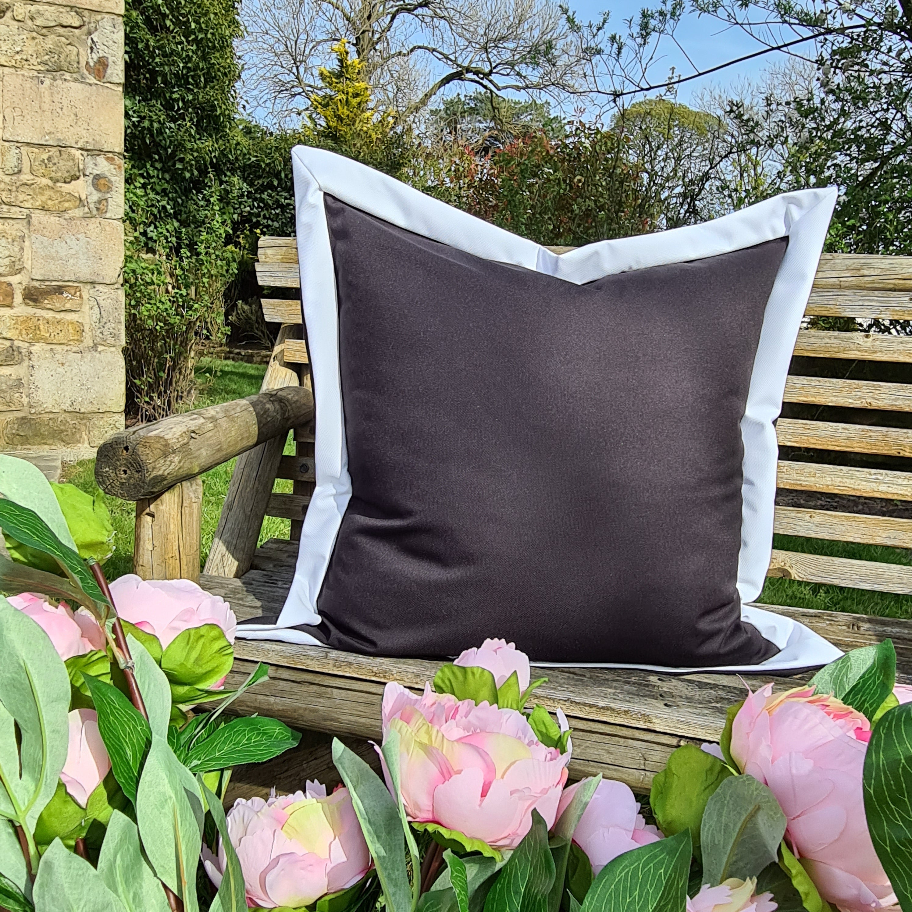 Black & White Oxford Square Water Resistant Cushion
