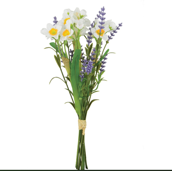 Faux Narcissus Lavender Flower Bunch