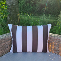 Thumbnail for Charcoal & White Stripe Rectangle Water Resistant Cushion