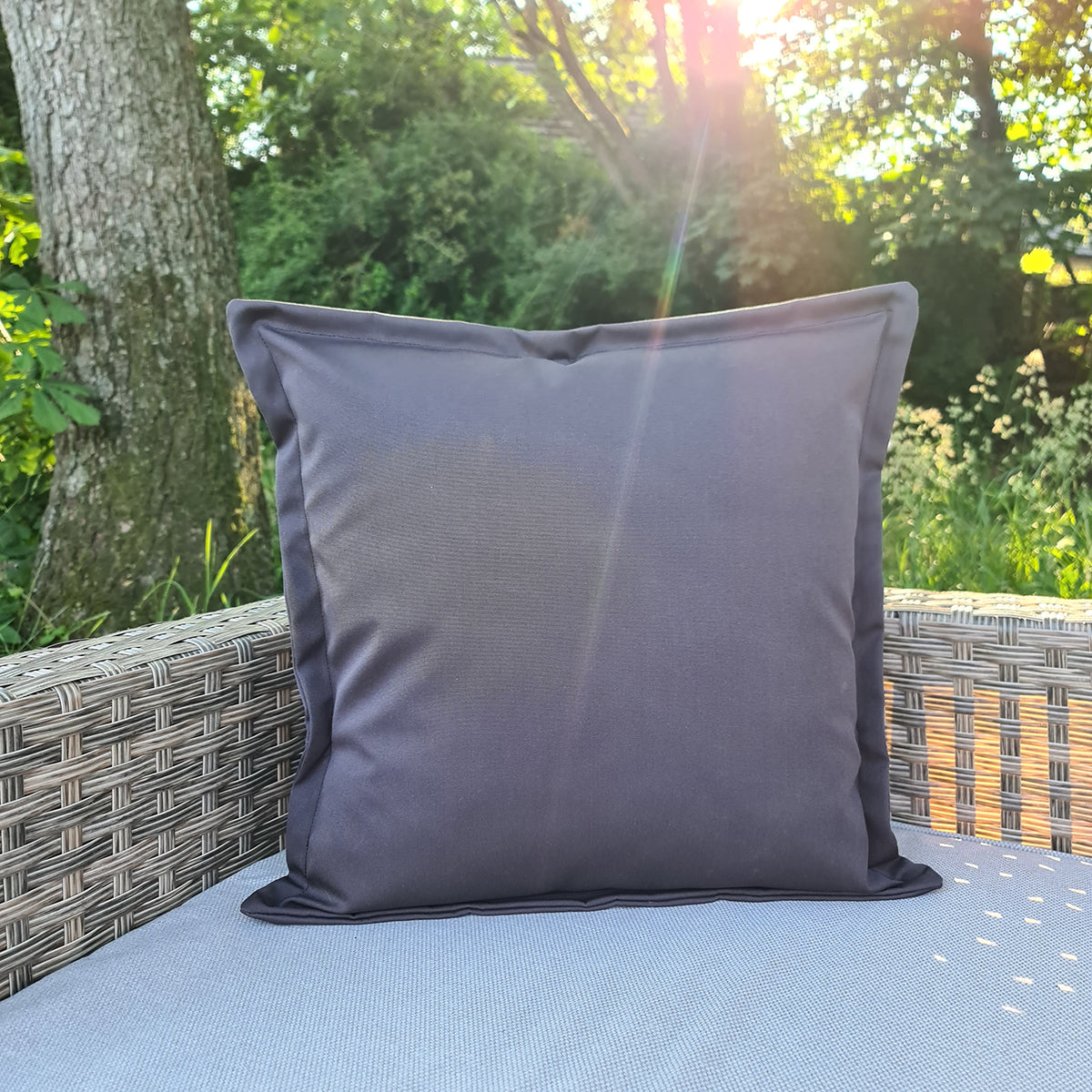 Charcoal Oxford Edge Square Water Resistant Cushion