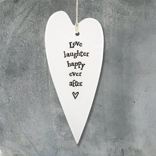 East Of India Love Laughter ... Porcelain Heart Sign
