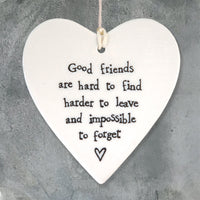 Thumbnail for East Of India Good Friends Are Hard To Find... Porcelain Heart