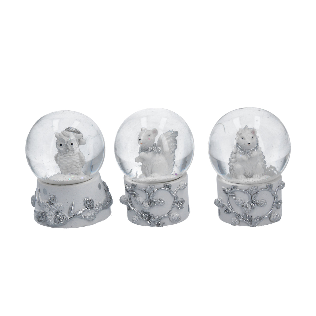 White Woodland Animal Mini Snow Globe Ornament