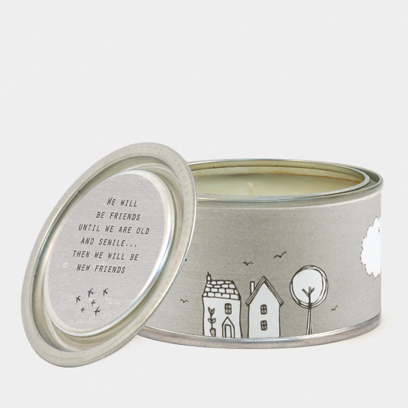 East of India Tin Candle Friends Until Old & Senile