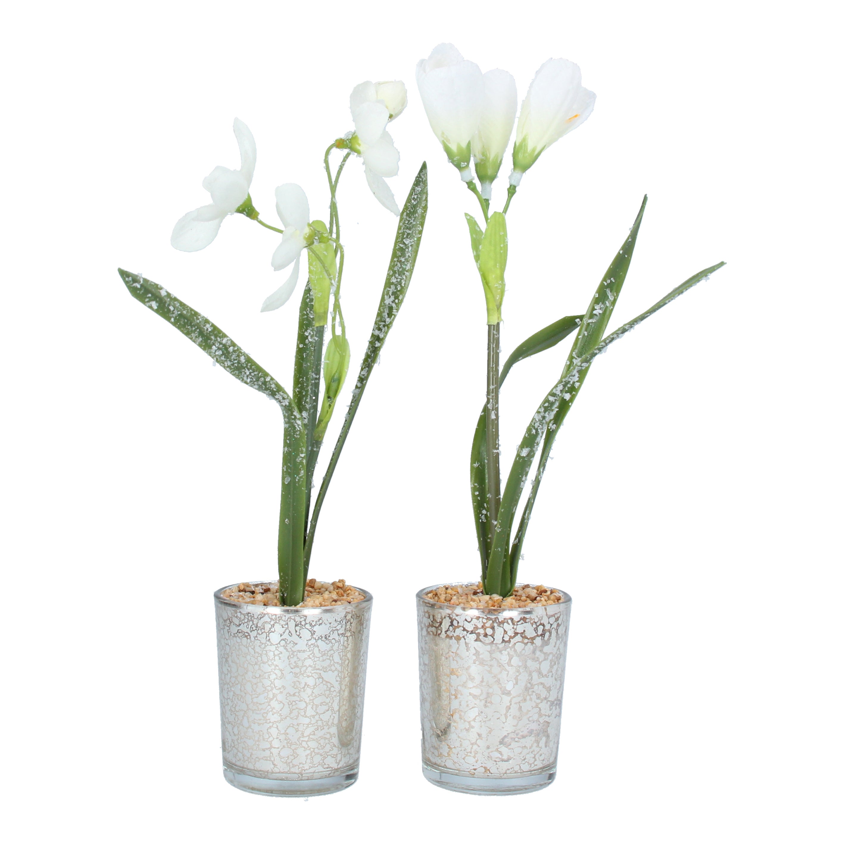 Faux Snowdrop or Crocus in Glass Pot Ornament