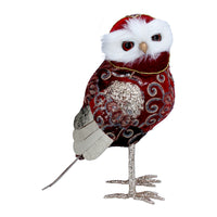 Thumbnail for Red & Gold Fabric Ollie Owl Ornament