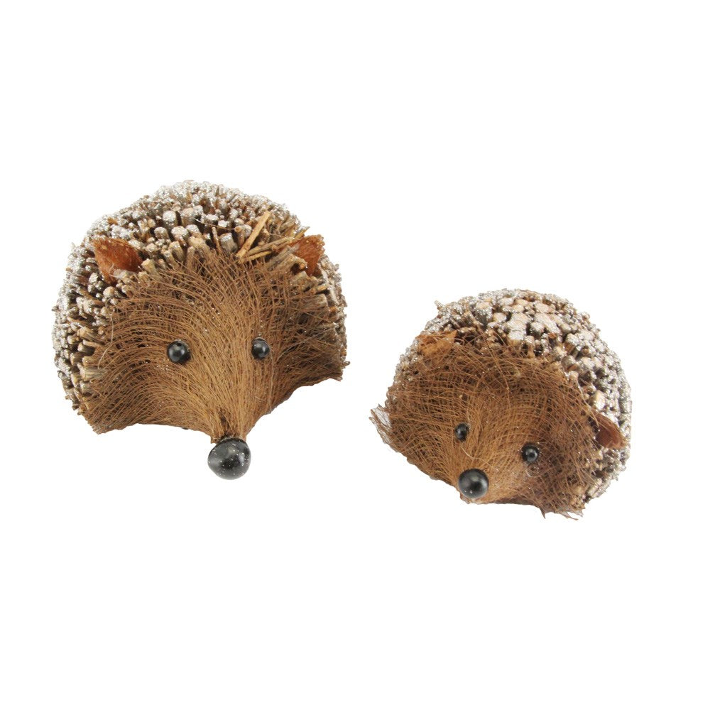 Set of Two Glittered Twig Hedgehog Ornament