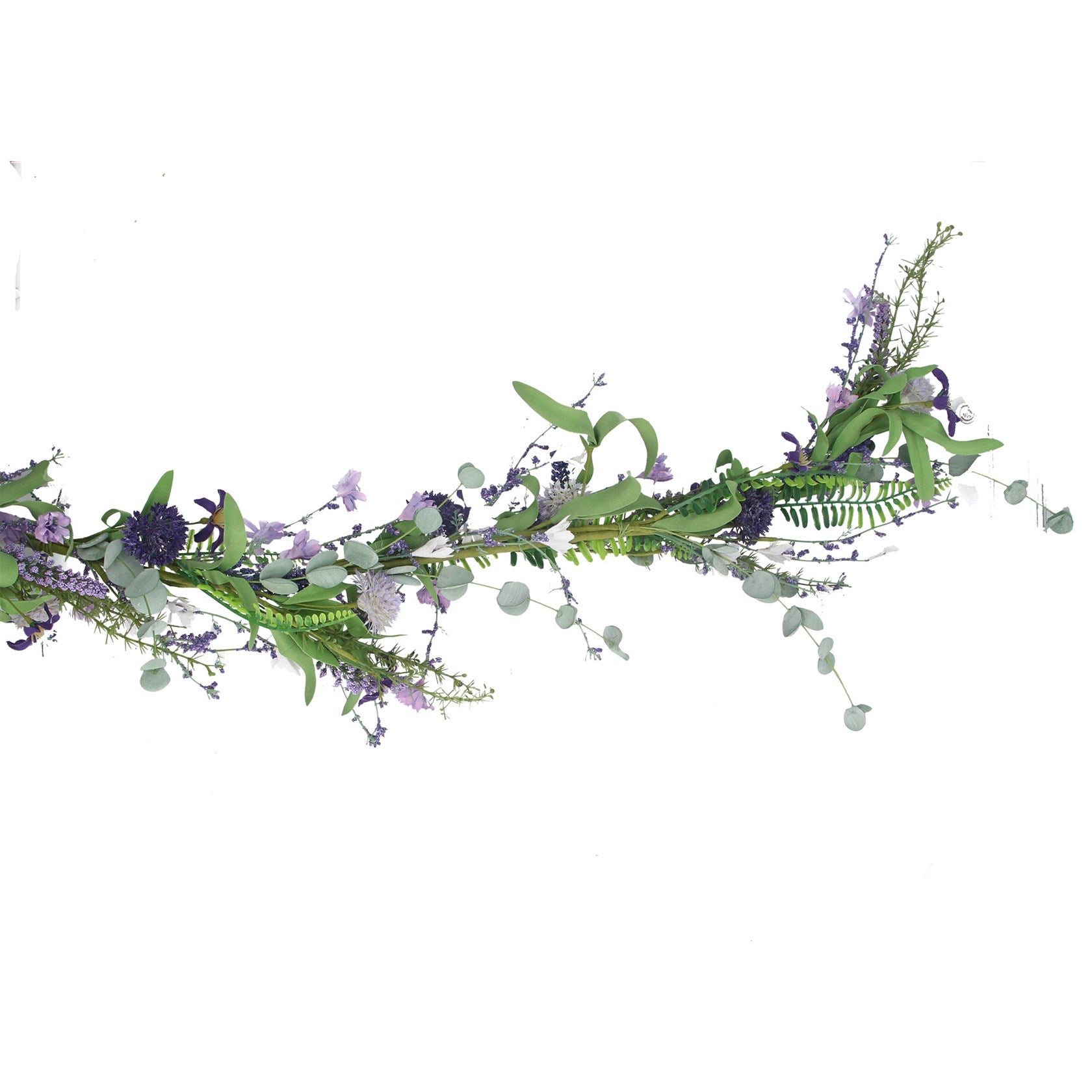 Purple Lilac Flower & Green Mixed Leaf Garland