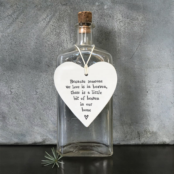 East Of India Because Someone We Love Is In Heaven Porcelain Heart