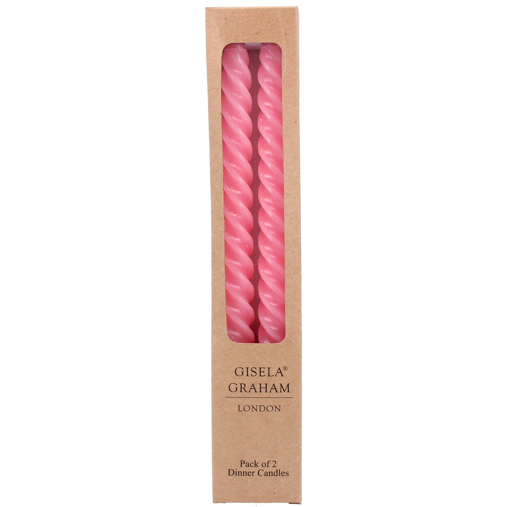 Box of 2 Pastel Pink Twist Taper Candles