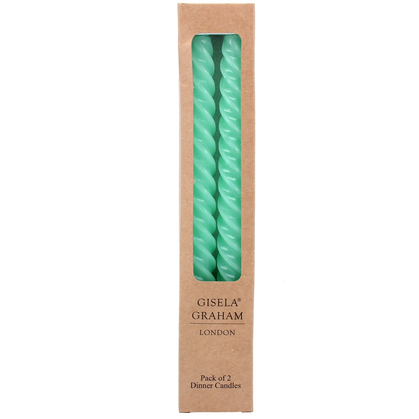 Box of 2 Pastel Mint Green Twist Taper Candles