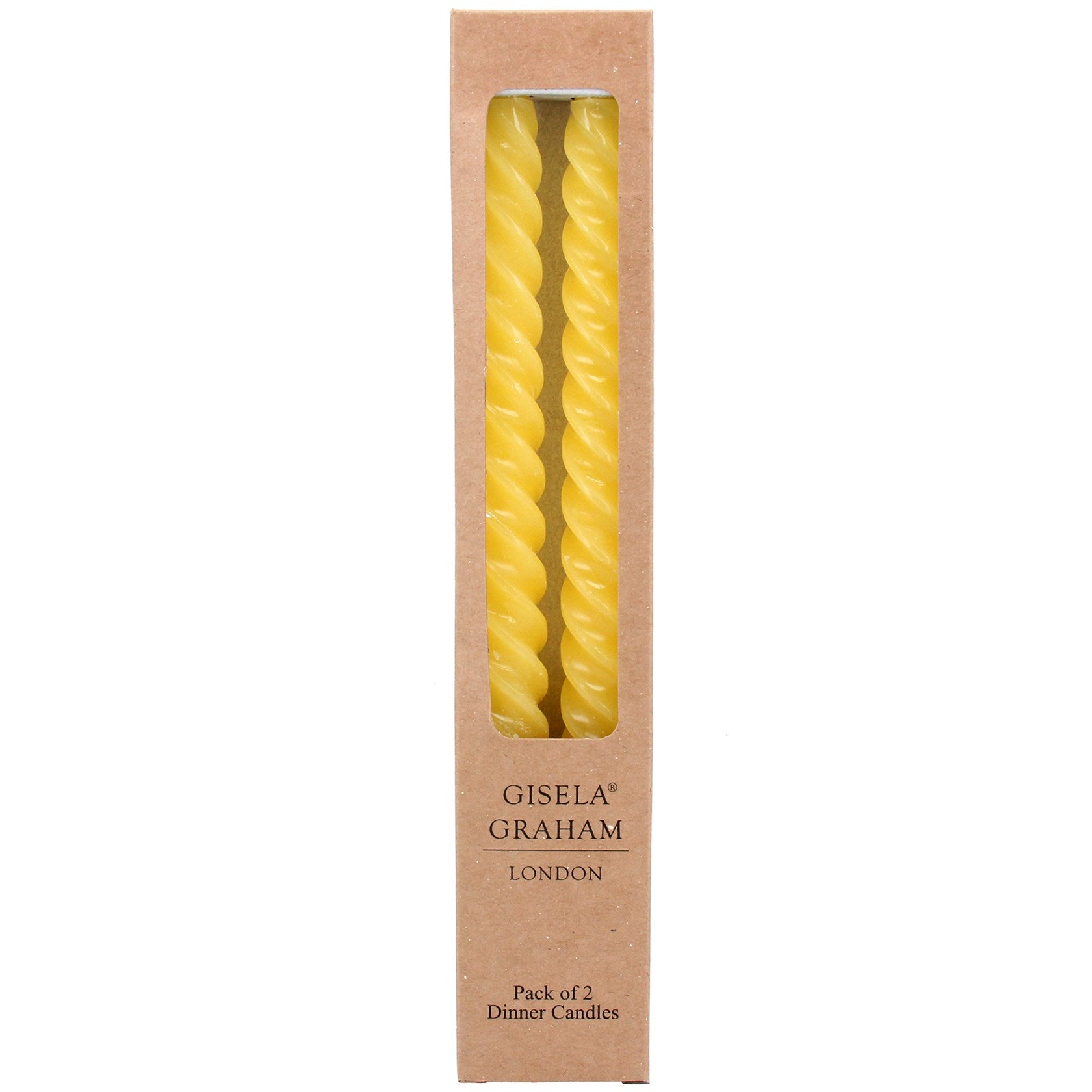 Box of 2 Pastel Yellow Twist Taper Candles