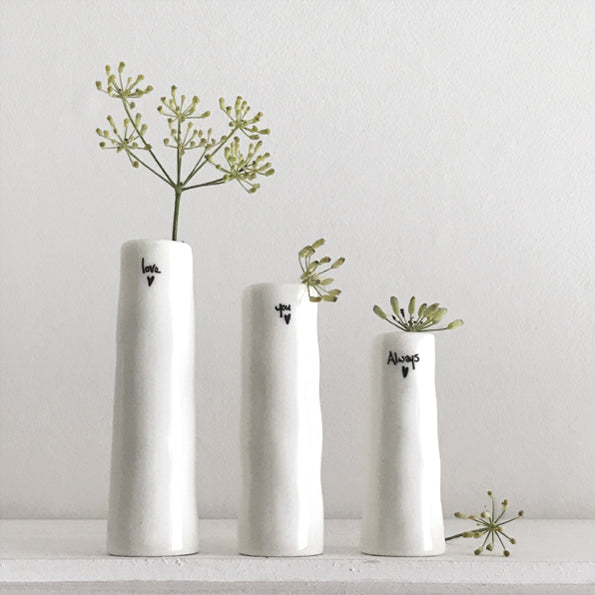 East of India Trio of Bud Vases Love You Always