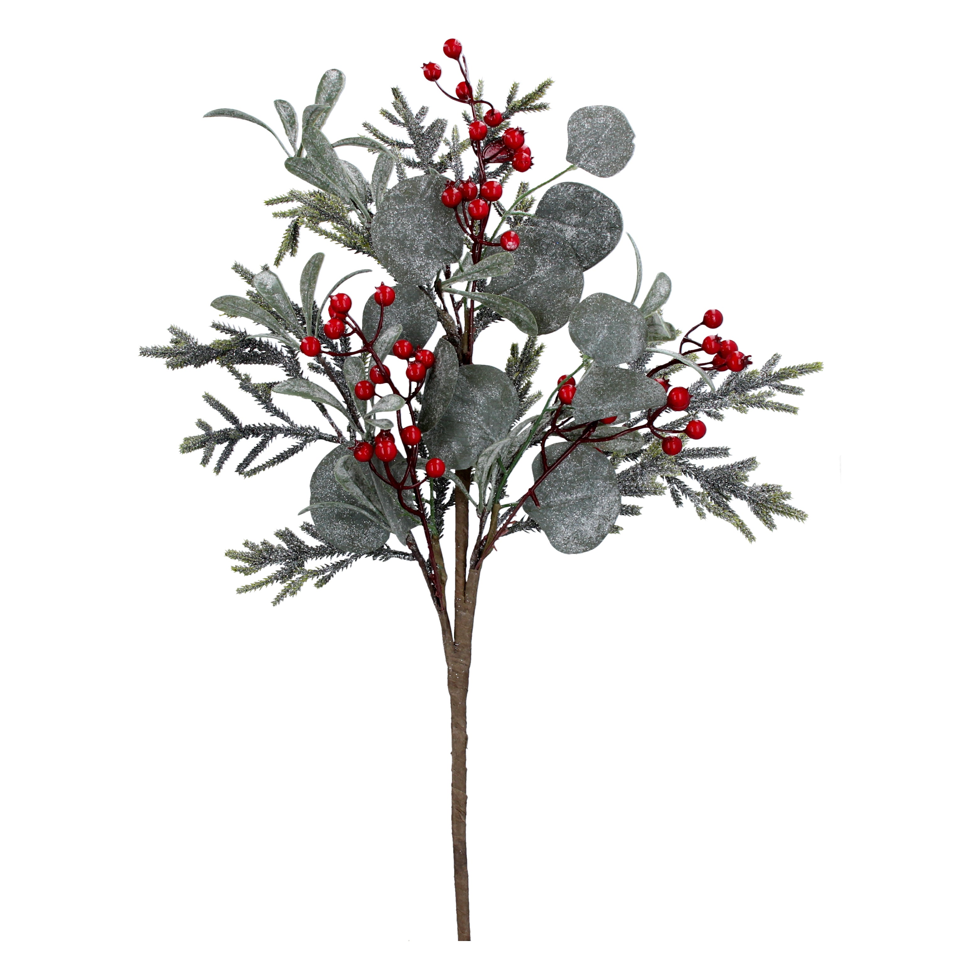 Frosted Leaf & Red Berry Branch