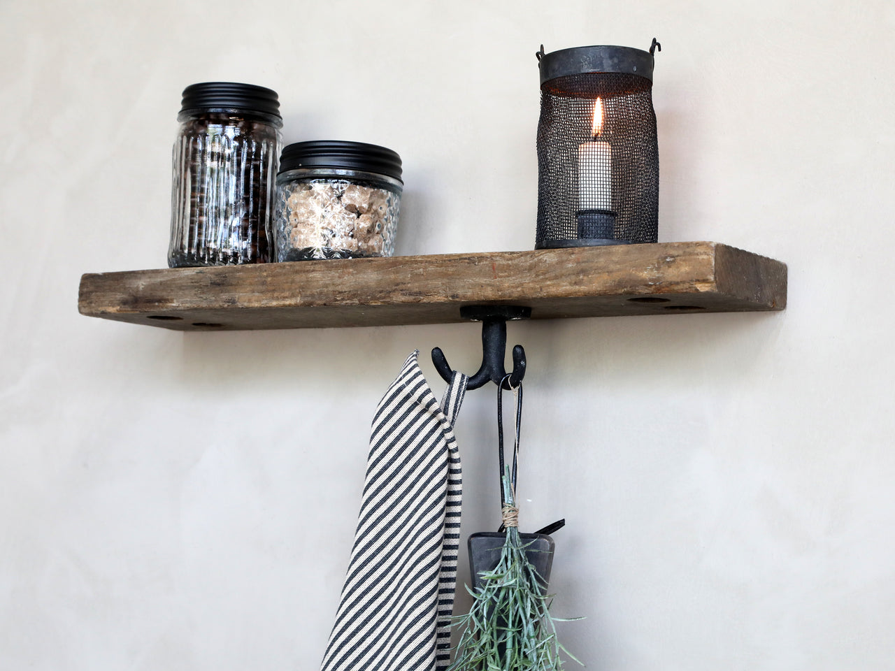Storage Jar With Grooves & Black Lid