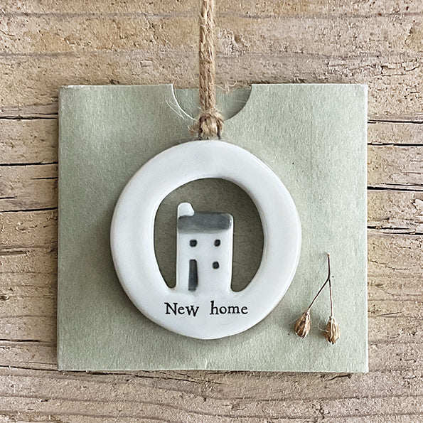 East of India Porcelain Cut Out New Home Hanger