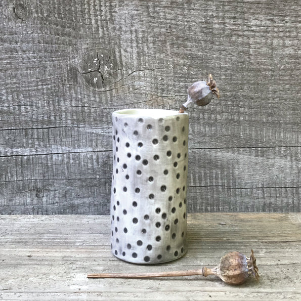 Small Hand Painted Vase with Dimpled Spot