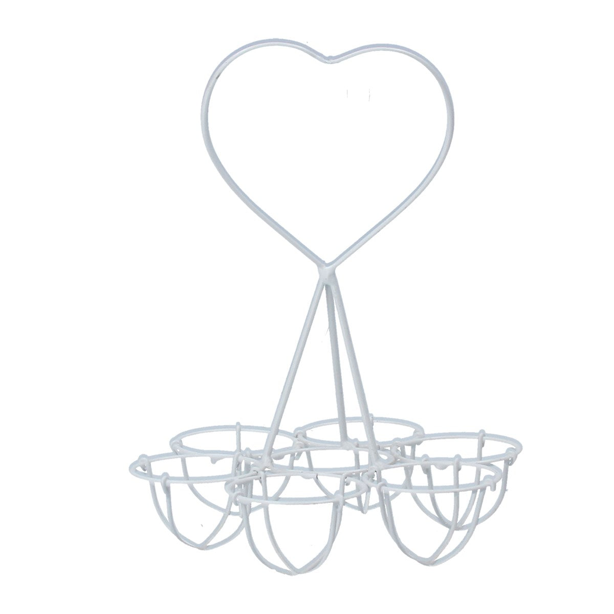 White Wire Heart Handle Egg Holder