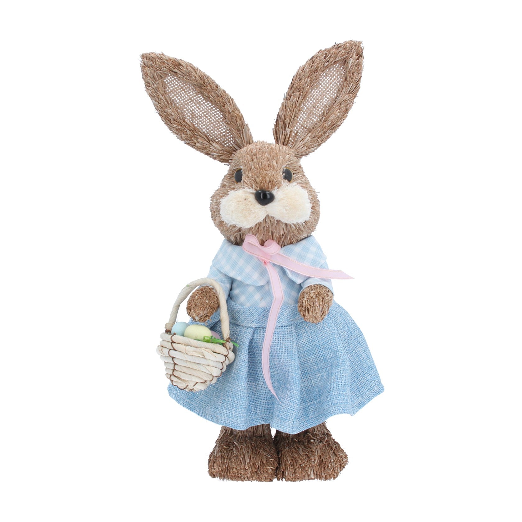 Bristle Bunny with Gingham Dress & Basket