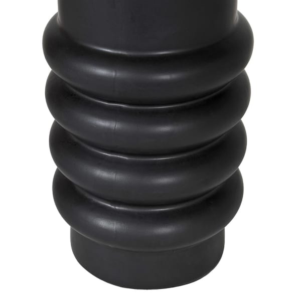 Black Ringed Ceramic Table Lamp with Linen Shade