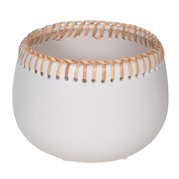 White Woven Top Planter