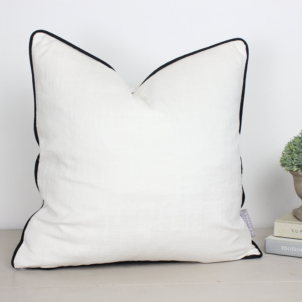 Azurite Snow Piped Cushion