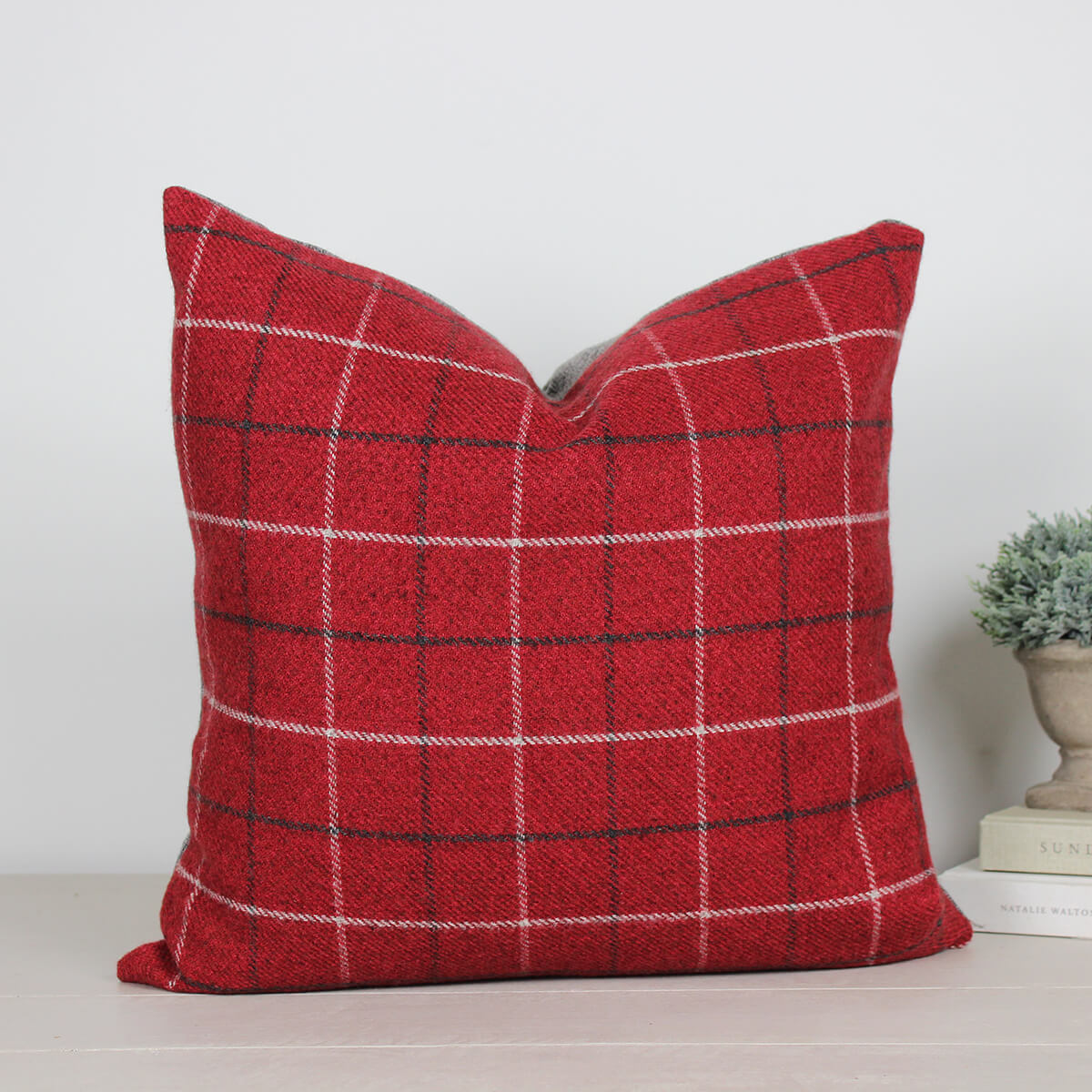 Bamburgh Red Checked Cushion