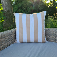 Thumbnail for Sand & White Stripe Square Water Resistant Cushion