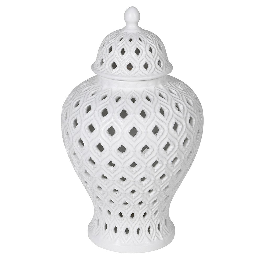 Medium White Pierced Ginger Jar