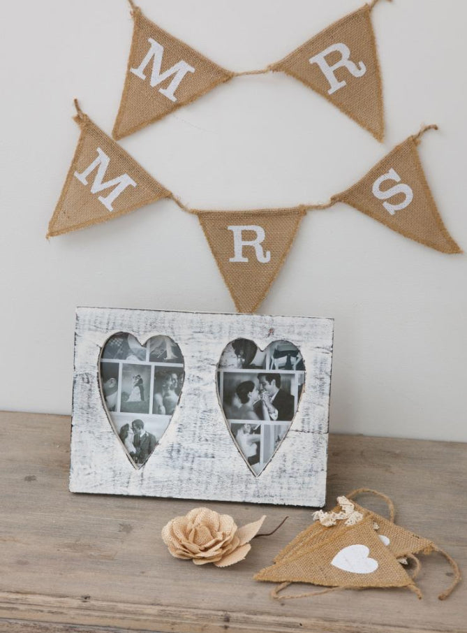 White Distressed Wooden Heart Frame