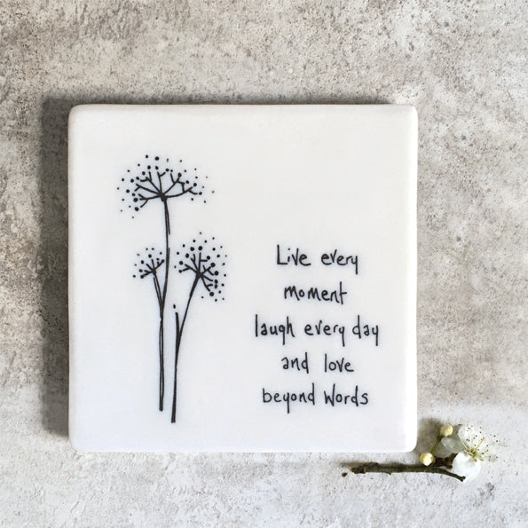 East Of India Live Every Moment Floral Coaster