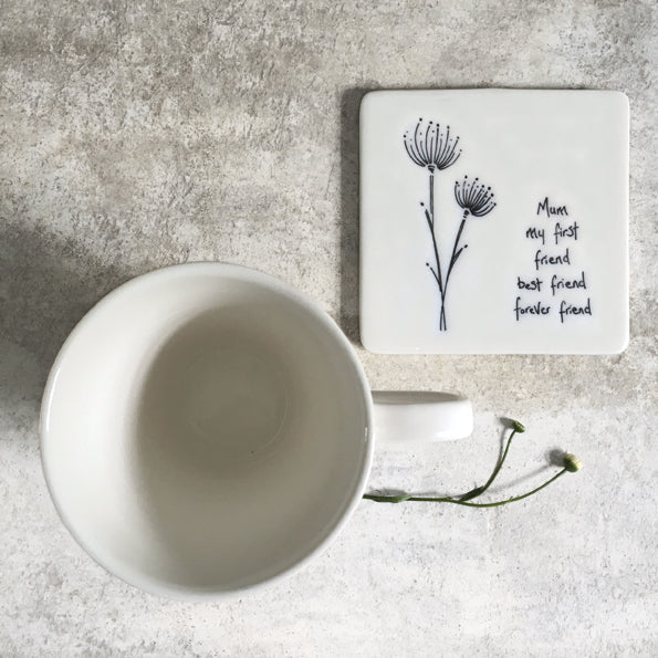 East Of India Mum My Friend Floral Coaster
