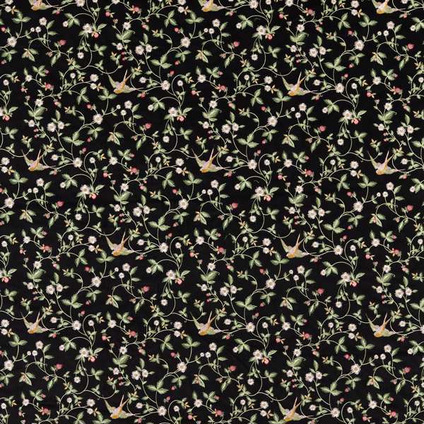 Wild Strawberry Noir Embroidery Curtains
