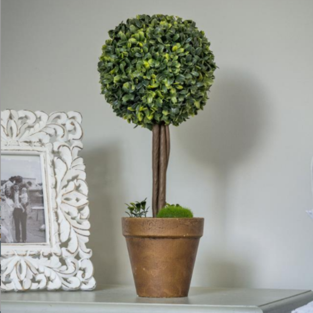 Faux Topiary Ball in Pot