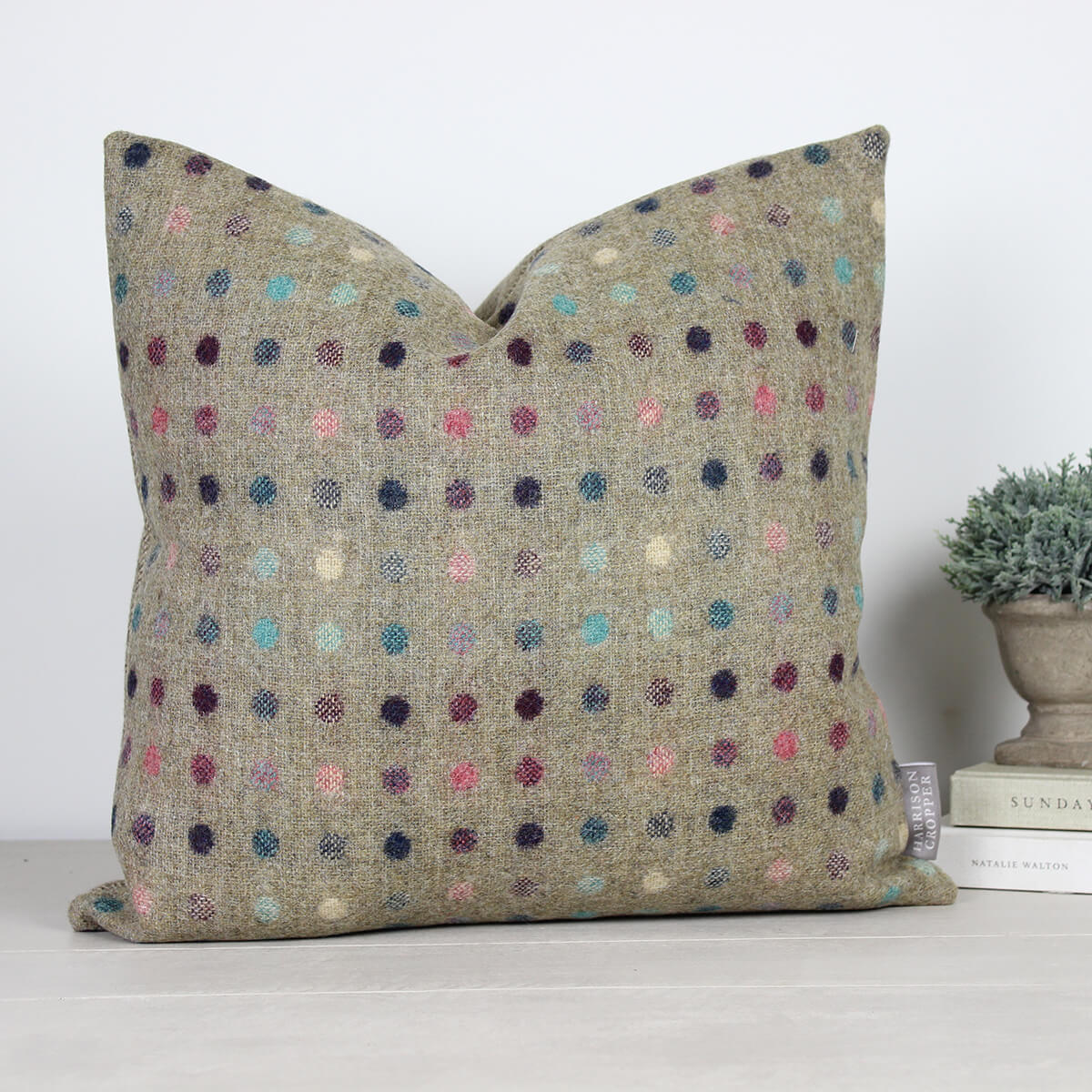 Multispot Fawn Tweed Wool Cushion