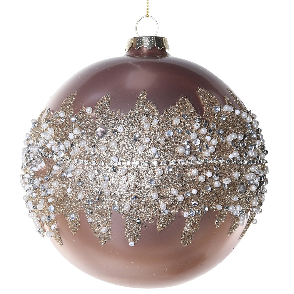 Large Pink Diamante And Bead Bauble