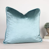 Thumbnail for Glamour Duck Egg Velvet Piped Cushion
