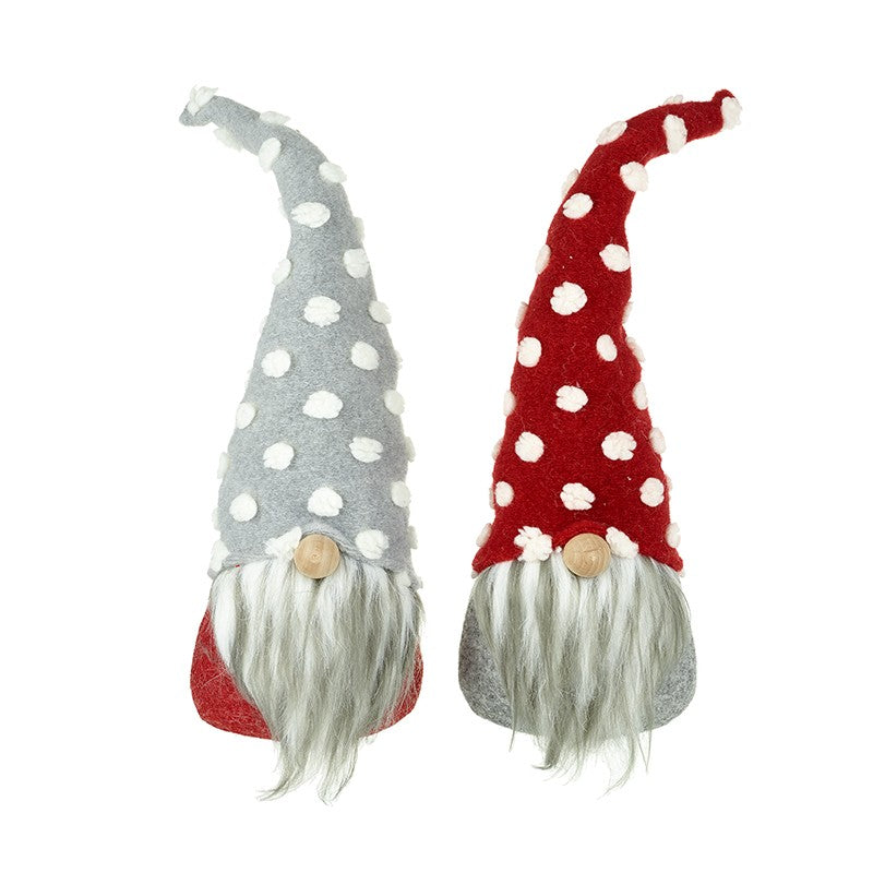 Small Grey & Red Standing Gnome Ornament