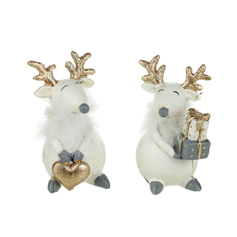 Poly White Deer Mix Ornament