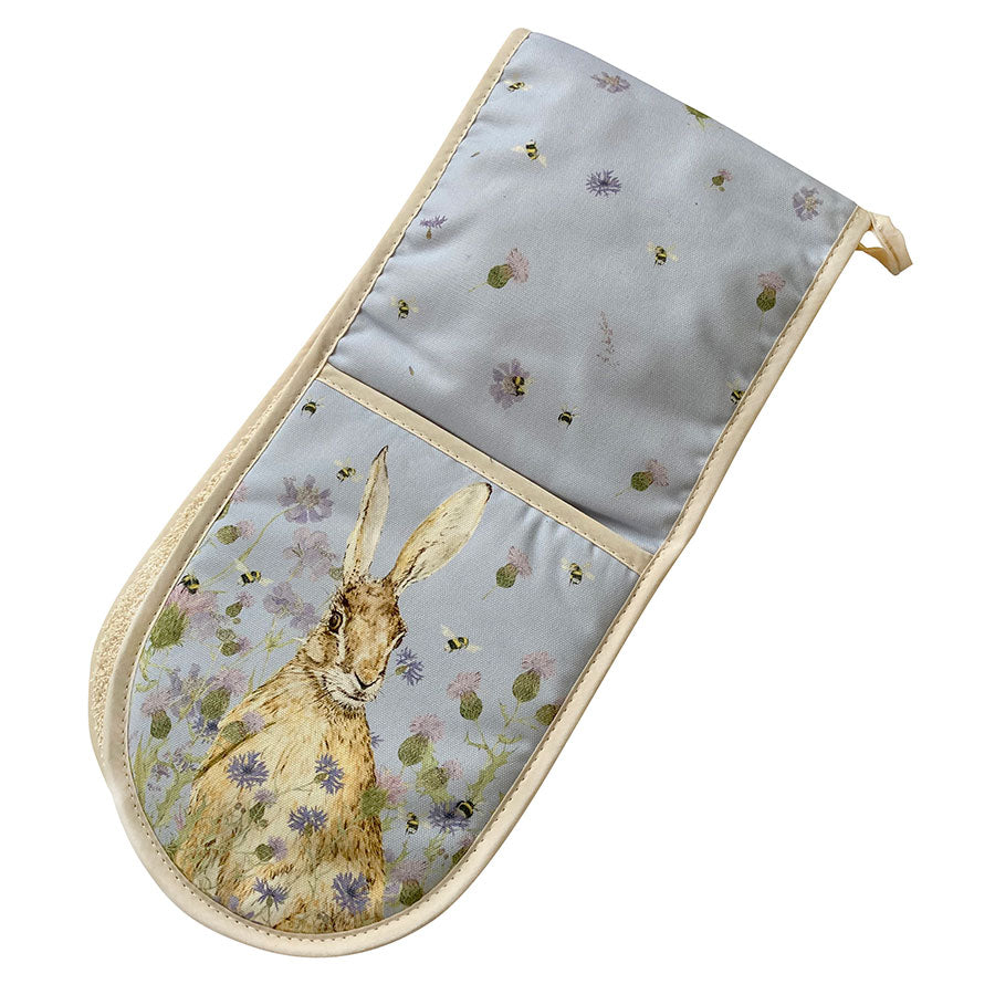 Mosney Mill Hare and Wildflower Double Oven Gloves