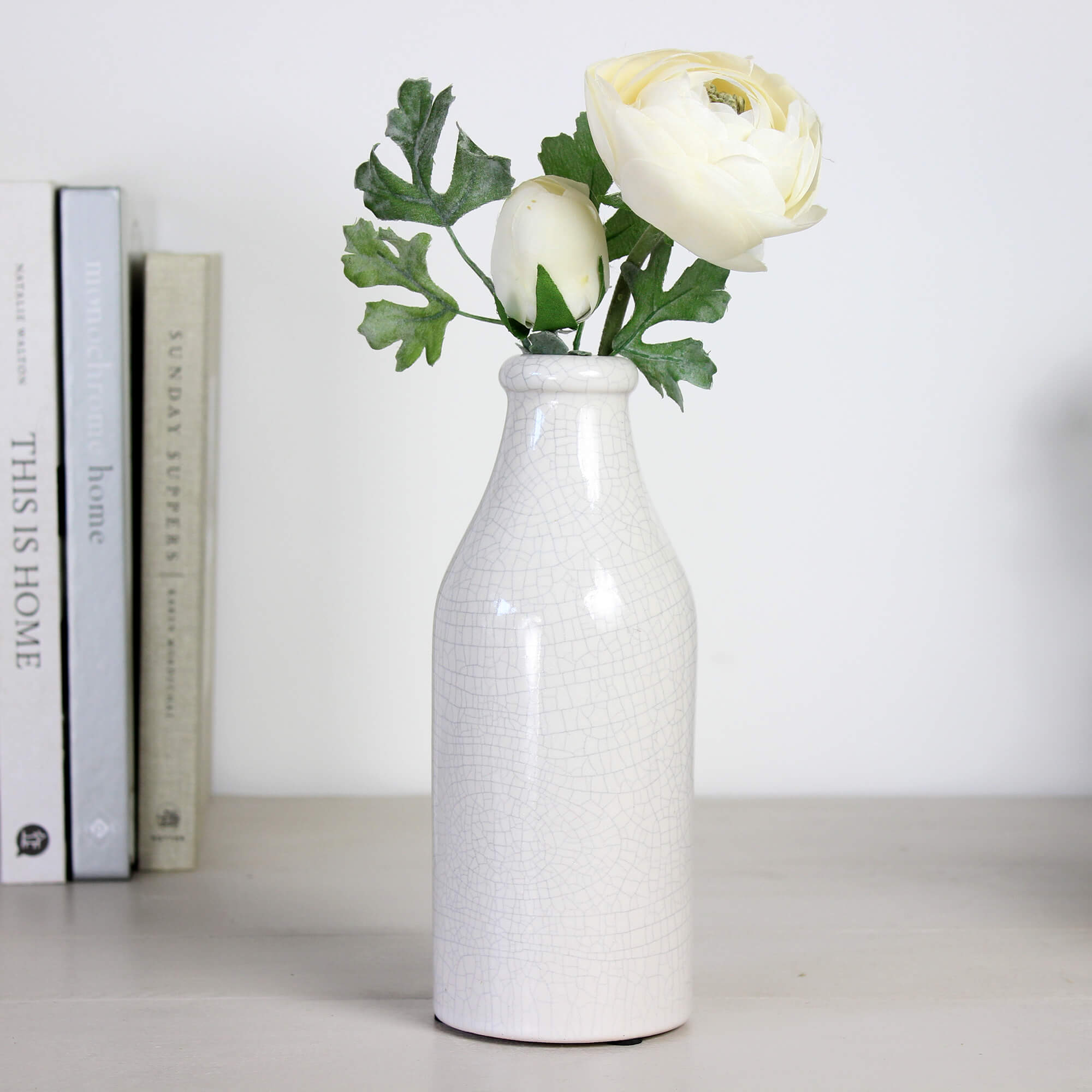 Harpley Cream Crackled Bottle Vase