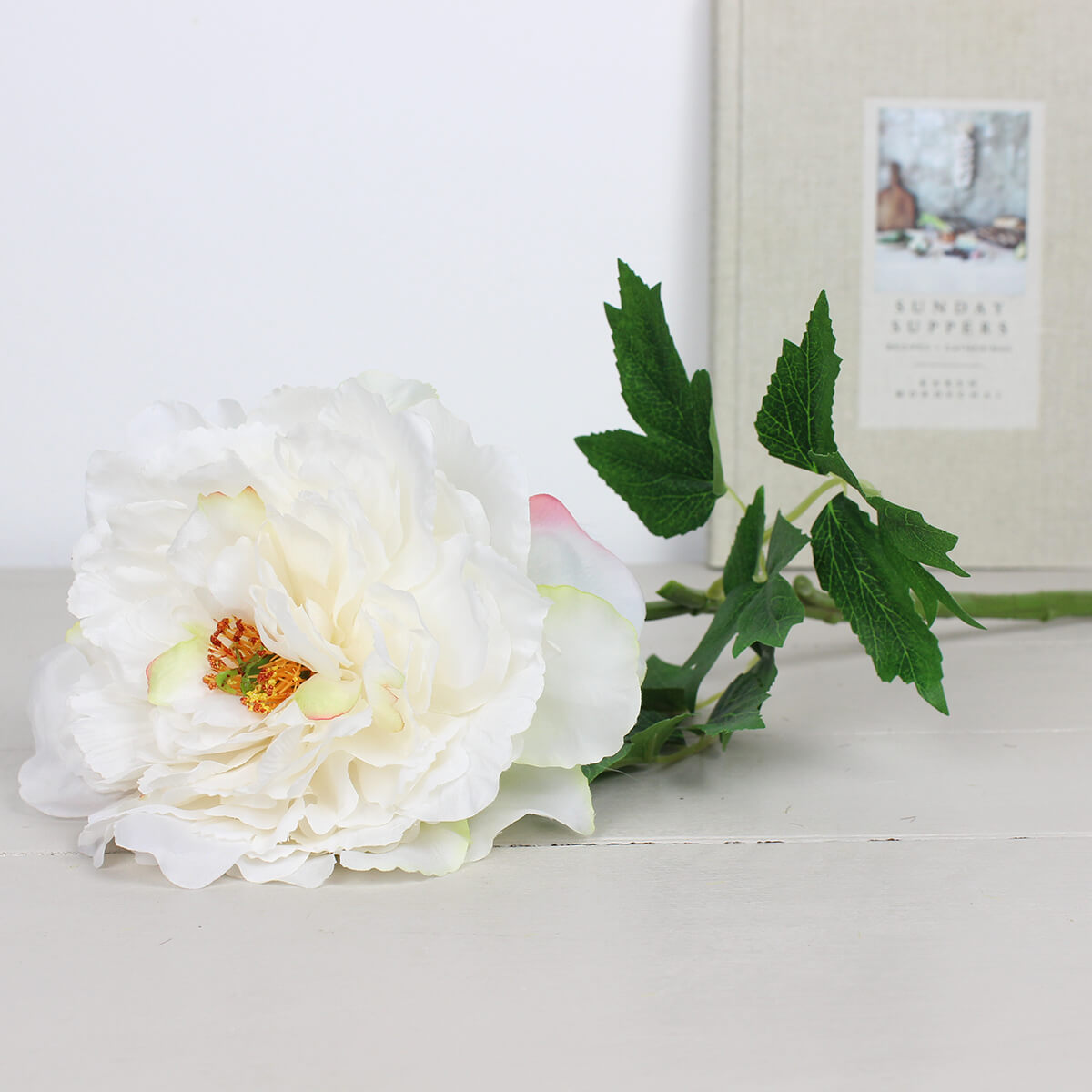 White Frilly Peony Stem