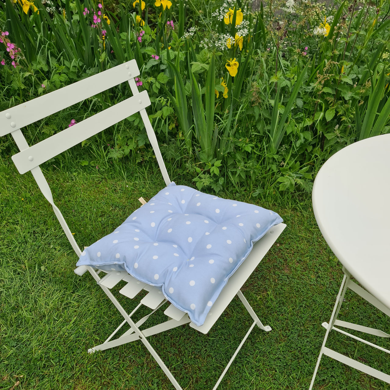 Dotty Powder Blue Cushion Seat Pad
