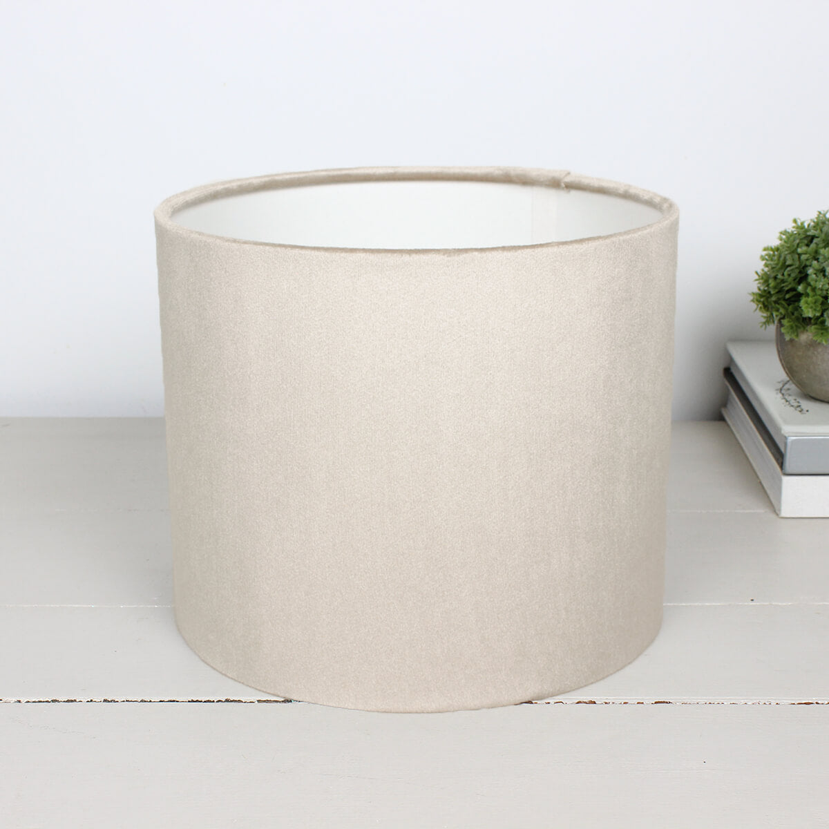 Glamour Oatmeal Velvet Drum Lampshade