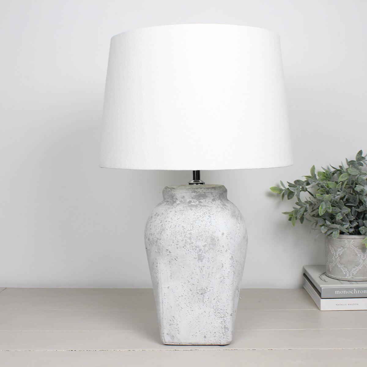 Helka Smooth Stone Effect Light Grey Lamp Base - Small
