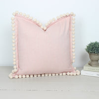 Thumbnail for Pink Oxford Pom Pom Cushion