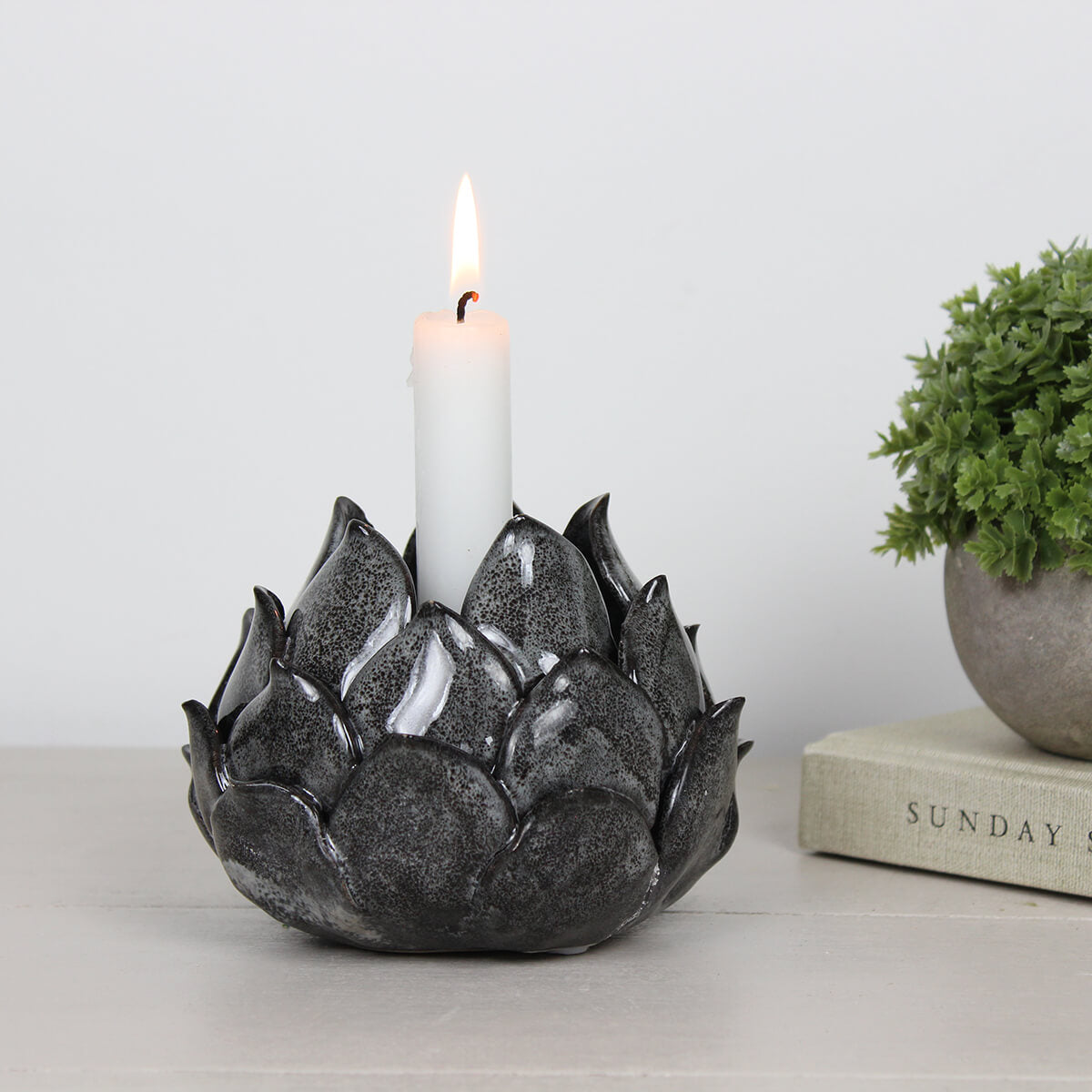 Dark Grey Artichoke Candleholder